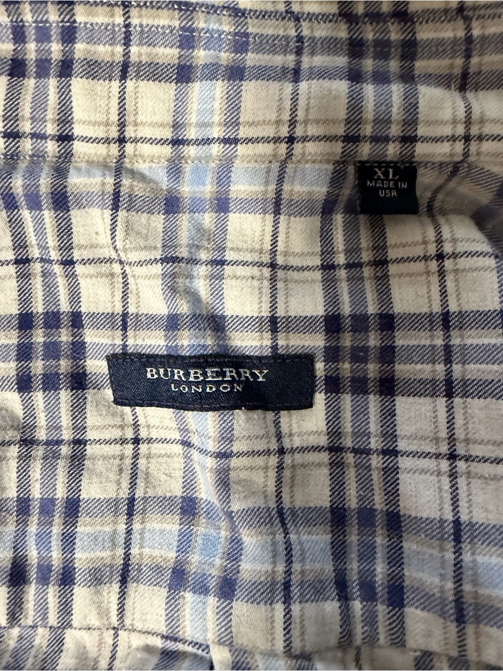Vintage Burberry London Plaid Button Down Shirt XL EUC